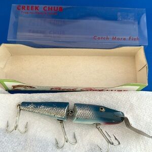 Vintage Creek Chub Fishing Lure Jointed Pikie Blue Flash glitter Crankbait #2634